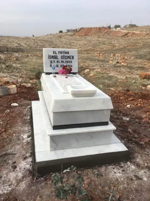 Gaziantep’te tamamlanan beyaz mermer mezar uygulaması — Antep Mezarcı